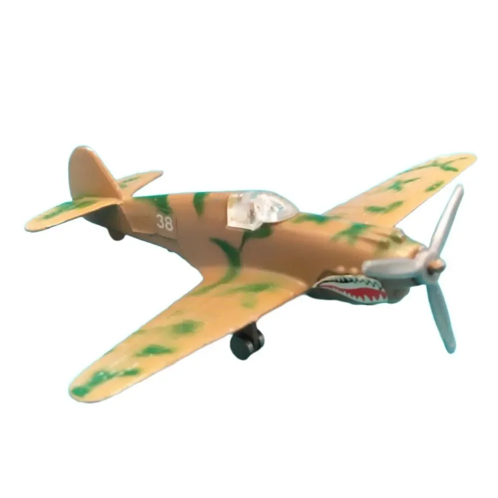 A136 Vintage Toy Airplane P-40 Flying Tiger Tan Camo Diecast Metal Painted Plane